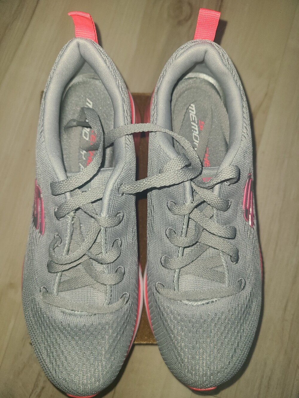Skechers Women's Gray Athletic Sneakers with Pink Accents